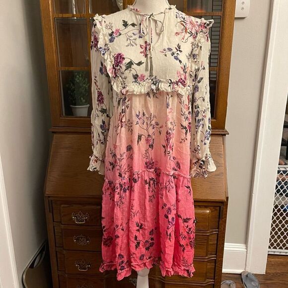 Anthropologie - Dip-Dyed Floral Dress size 12 - Picture 1 of 6